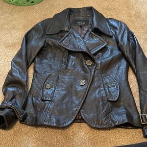 Jones new york genuine brown leather jacket women’s winter warm wpl7888 nye